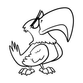 Eagle cartoon black and white clipart