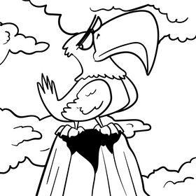 Eagle cartoon drawing black and white vector