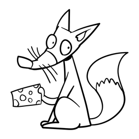 Fox cartoon black and white clipart