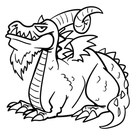 Dragon cartoon black and white clipart
