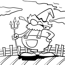 Farmer cartoon drawing black and white vector
