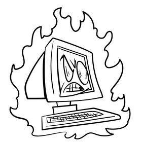 Flame cartoon black and white clipart