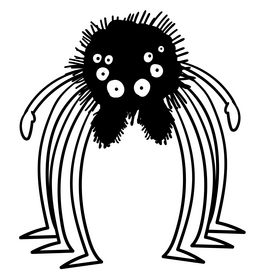 Spider cartoon black and white clipart