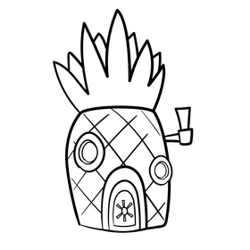 Pineapple cartoon black and white clipart