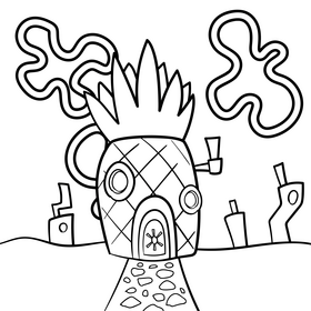 Pineapple cartoon drawing black and white vector