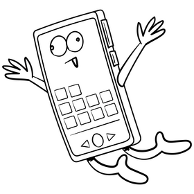 Phone cartoon black and white clipart