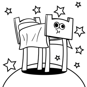 Bed cartoon drawing black and white vector