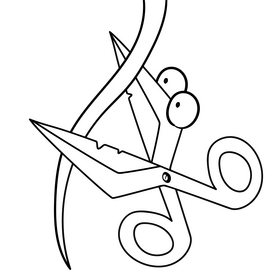 Scissors cartoon black and white clipart