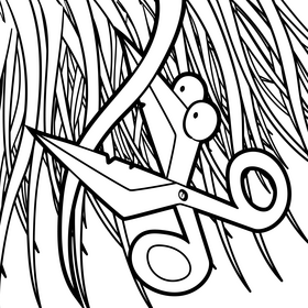 Scissors cartoon drawing black and white vector