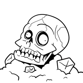 Skull cartoon drawing black and white vector