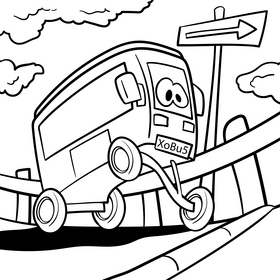 Bus cartoon drawing black and white vector