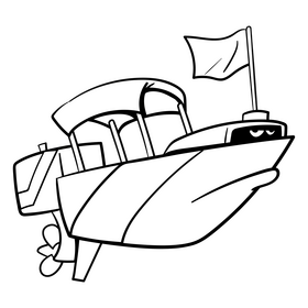 Boat cartoon black and white clipart