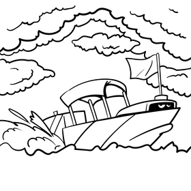 Boat cartoon drawing black and white vector