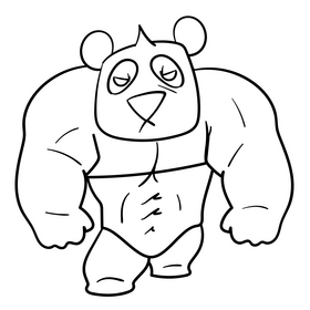 Panda cartoon black and white clipart