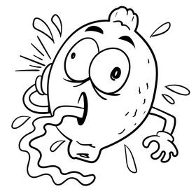 Lemon cartoon black and white clipart