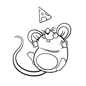 Mouse cartoon black and white clipart