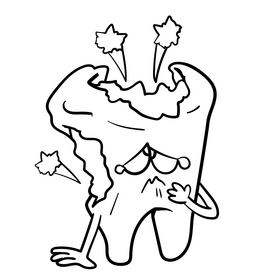 Teeth cartoon black and white clipart