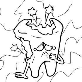 Teeth cartoon drawing black and white vector