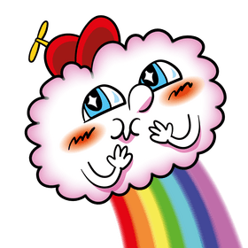 Cute cloud with rainbow cartoon clipart