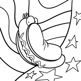 Hot Dog cartoon drawing black and white vector