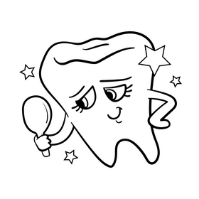 Teeth cartoon black and white clipart