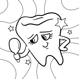 Teeth cartoon drawing black and white vector