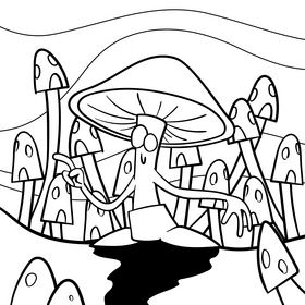 Alien cartoon drawing black and white vector