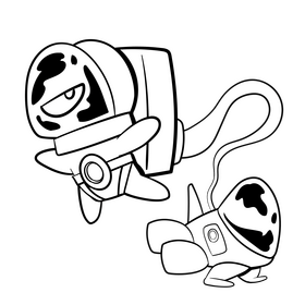 Astronaut cartoon black and white clipart