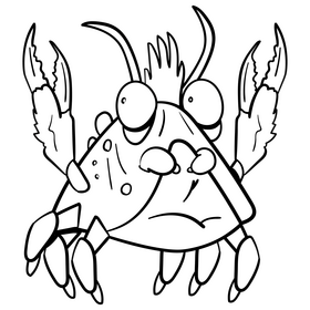 Crab cartoon black and white clipart