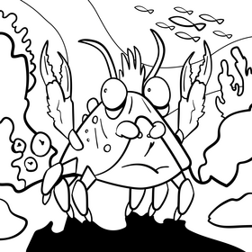 Crab cartoon drawing black and white vector