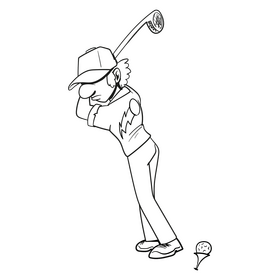 Golf cartoon black and white clipart