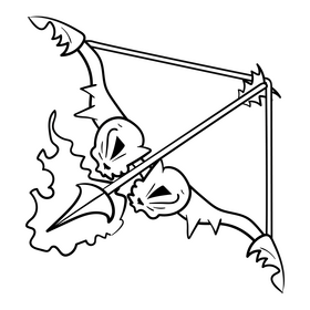 Bow and arrow cartoon black and white clipart