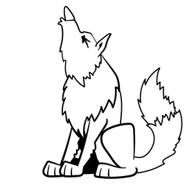 Wolf cartoon black and white clipart