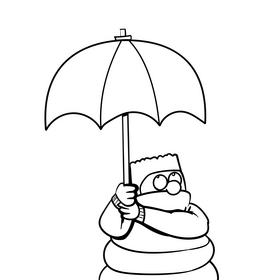 Umbrella cartoon black and white clipart