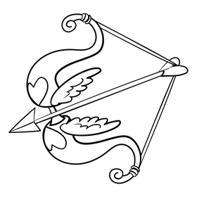 Bow and arrow cartoon black and white clipart