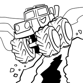 Truck cartoon drawing black and white vector