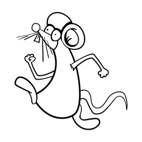 Mouse cartoon black and white clipart