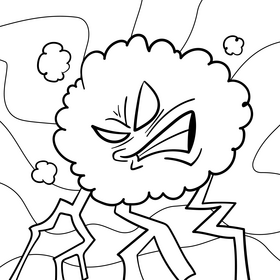 Cloud with lightning cartoon drawing black and white vector