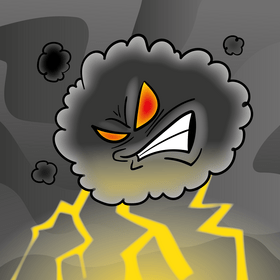 Cloud with lightning cartoon vector