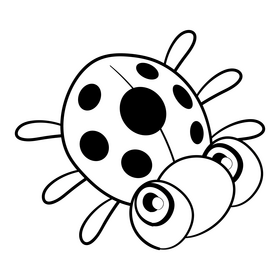 Ladybug cartoon black and white clipart