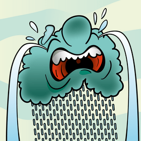 Cloud crying, rain cartoon vector