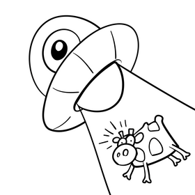 Alien cartoon black and white clipart