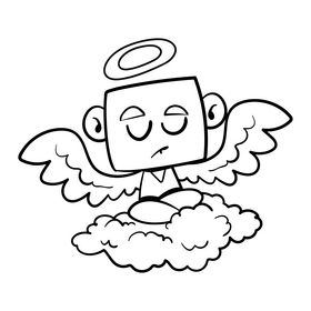 Angel cartoon black and white clipart