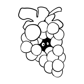 Grape cartoon black and white clipart