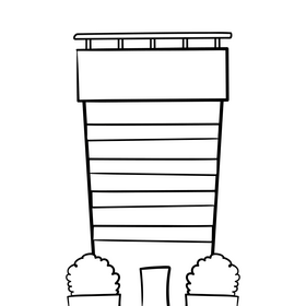 Building cartoon black and white clipart