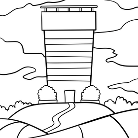 Building cartoon drawing black and white vector