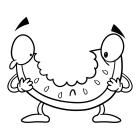 Watermelon cartoon black and white clipart