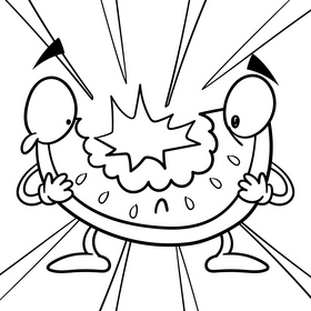 Watermelon cartoon drawing black and white vector