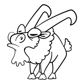 Goat cartoon black and white clipart