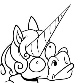 Unicorn horn cartoon drawing black and white vector